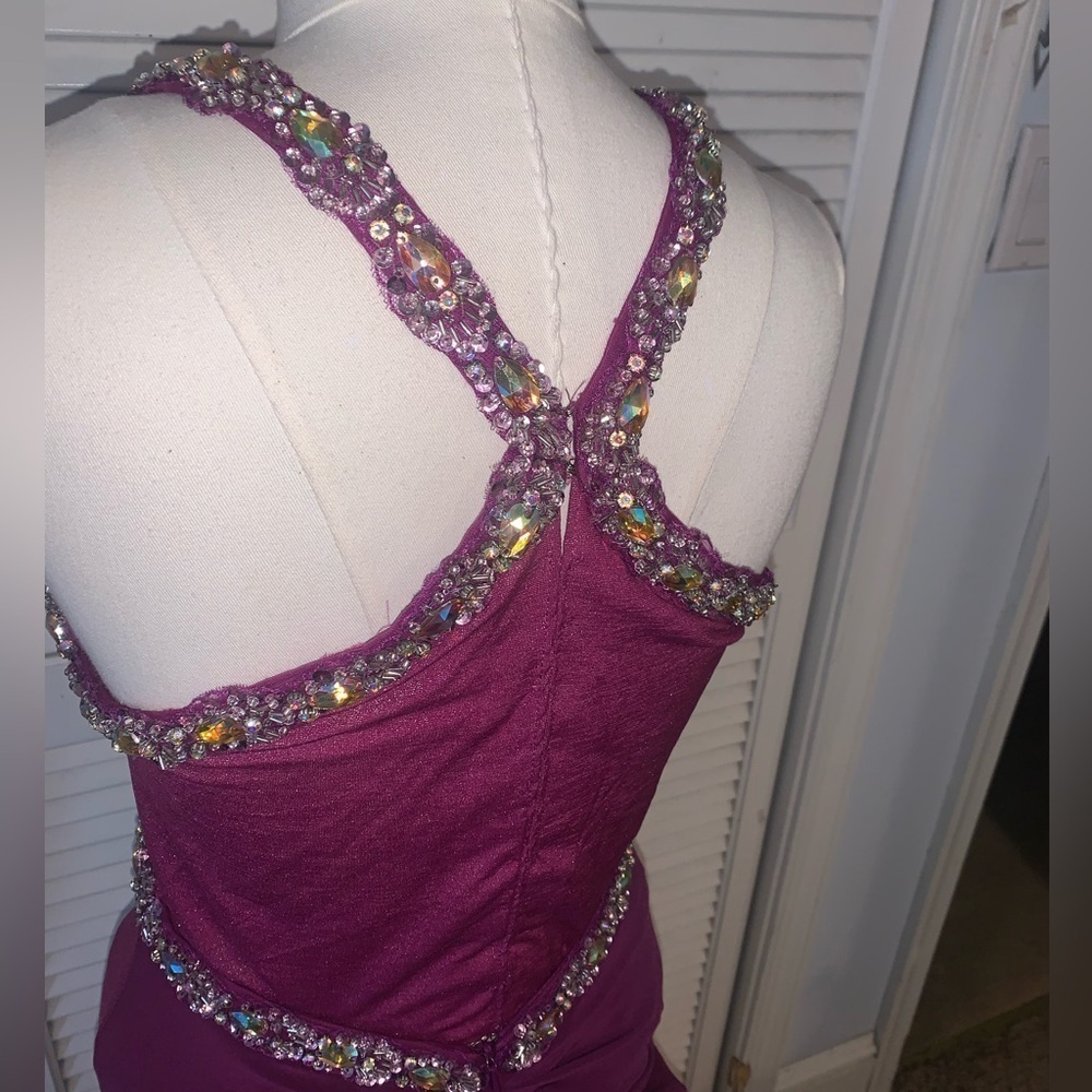 Tony Bowls Evening Gown Magenta with Rhinestones Size 4 - Picture 4 of 13